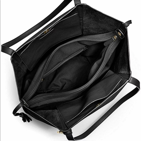 Michael Kors Ashbury Black Pebbled Leather Tassel Grab Bag 2Way Tote *NEWPHOTOS* - Picture 3 of 8